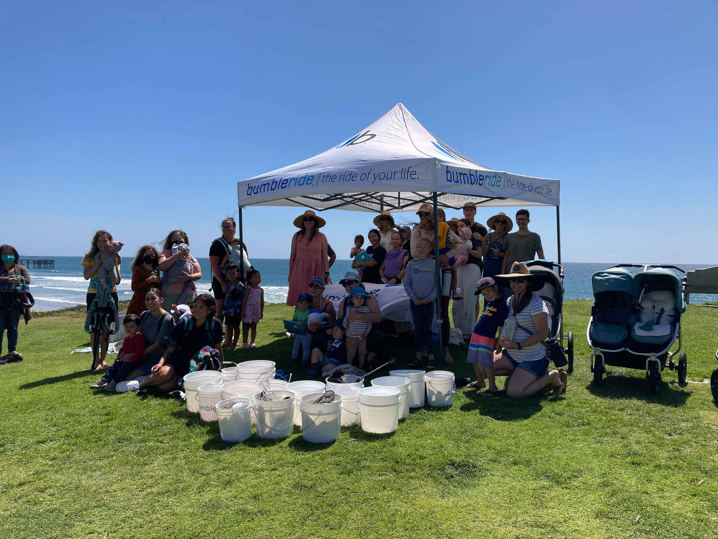 Bumbleride Beach Cleanup in San Diego with Baby Tula