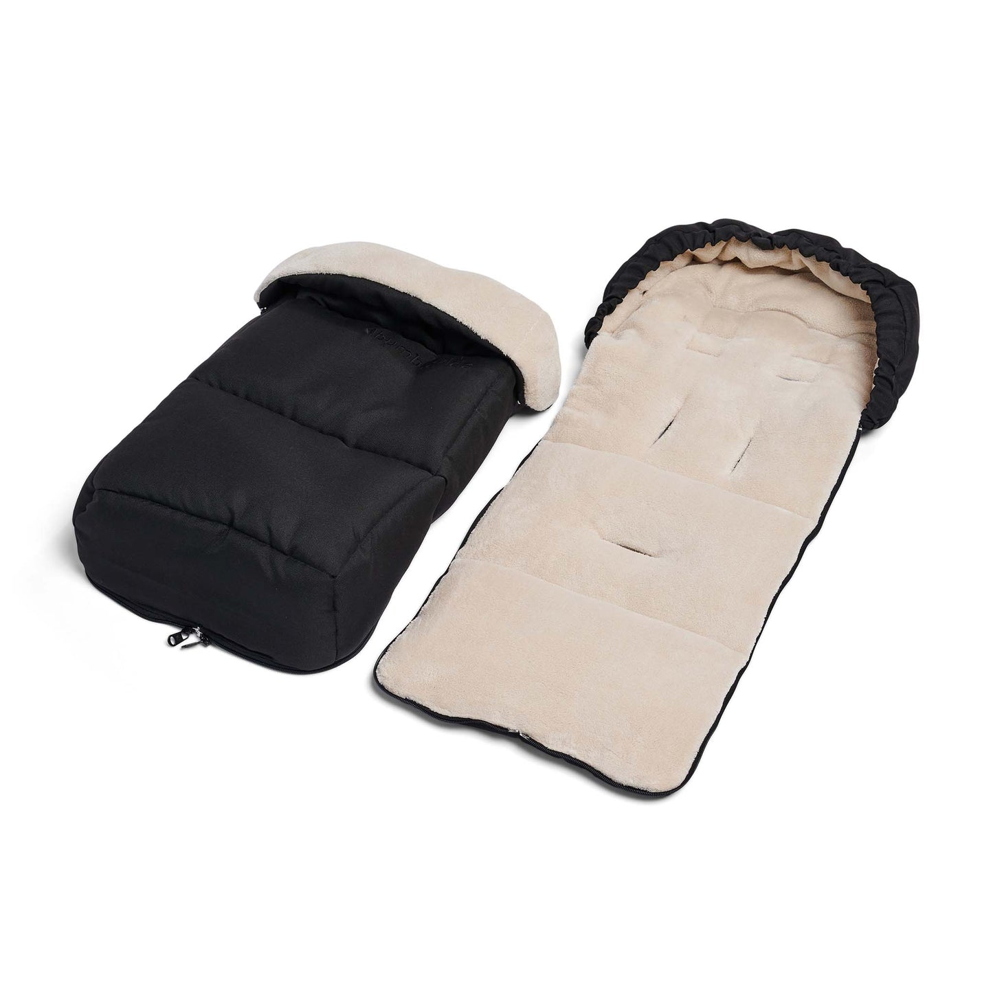 2020 Bumbleride Cold Weather Footmuff in Matte Black - Unzipped Showing Liner