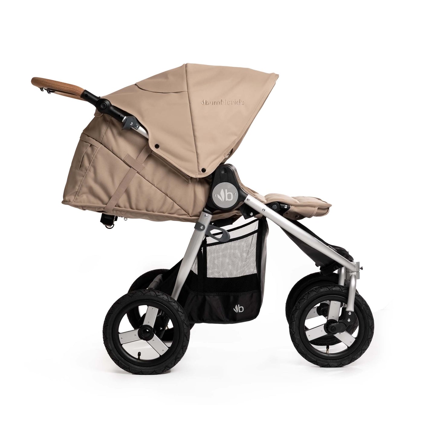 Bumbleride Indie Twin - Sand - Profile View - Recline Mode - 2024 Collection