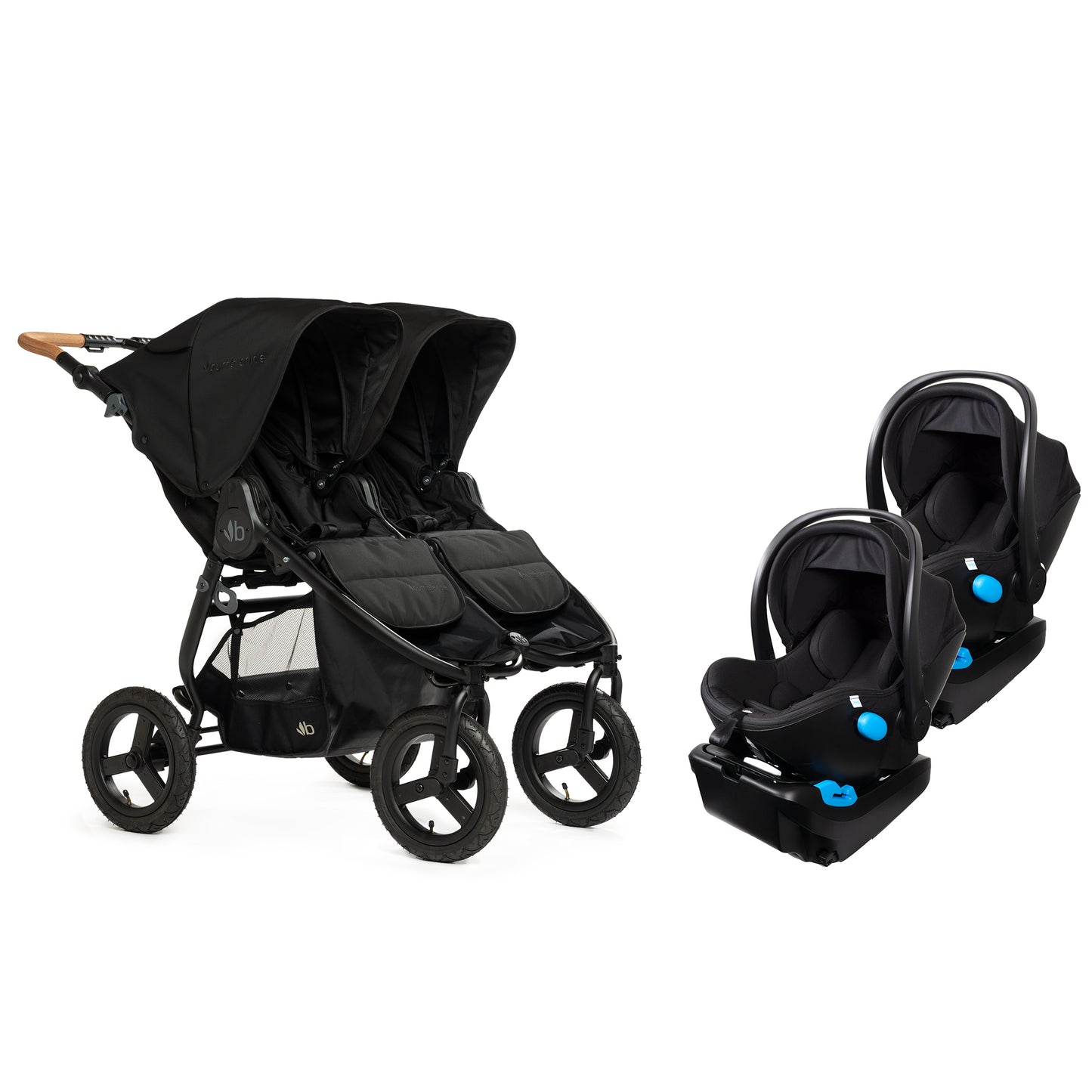 Bumbleride Indie Twin Black + Clek Liing Railroad Ziip Travel System (two seats)