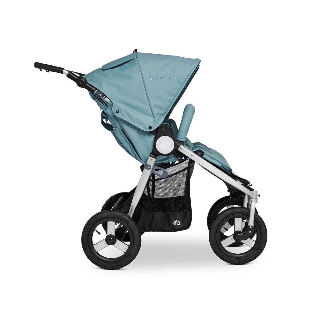 
                  
                    Bumbleride Indie Twin Stroller in Sea Glass - Profile. New Collection 2022.
                  
                