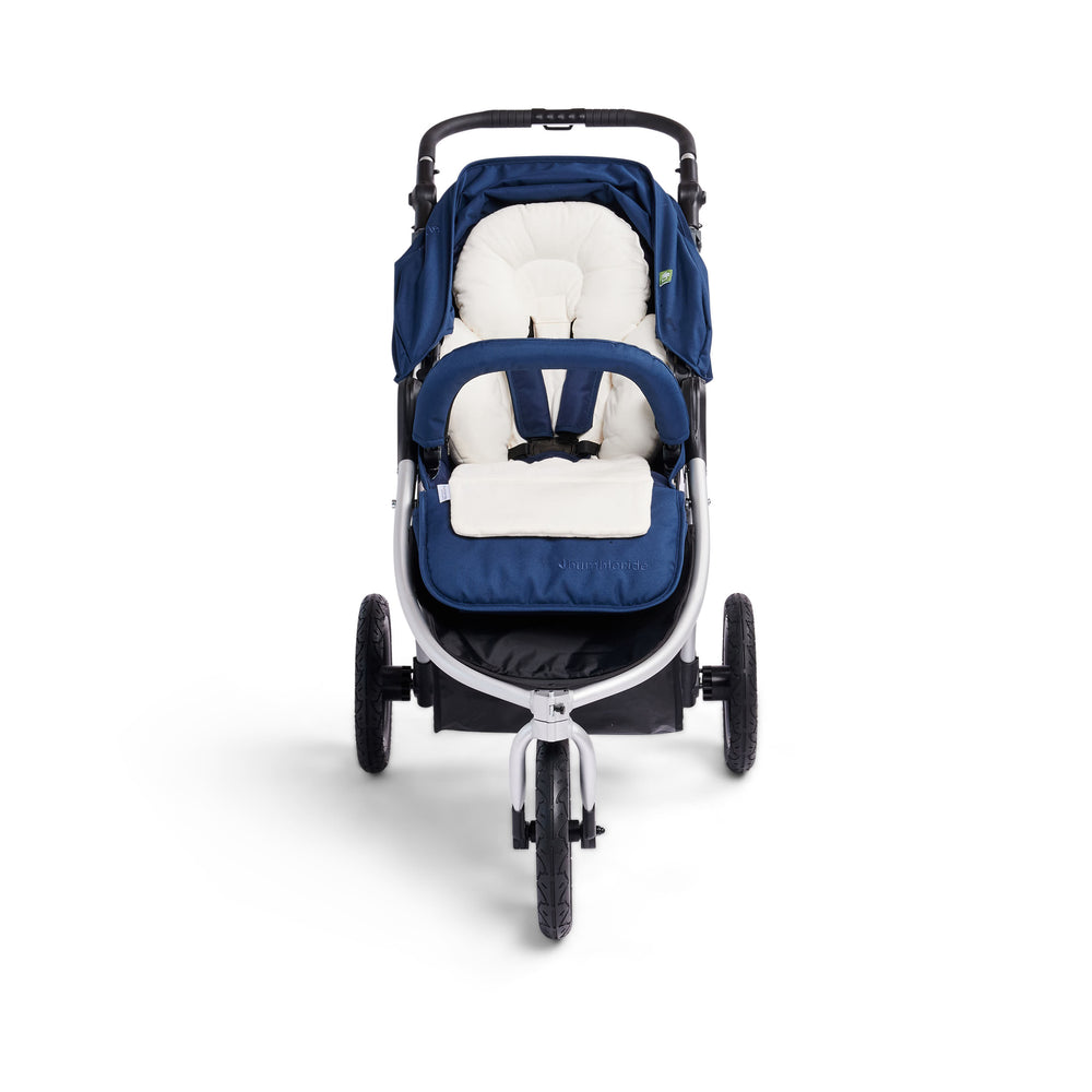 Bumbleride Indie All Terrain Stroller in Maritime with Organic Cotton Infant Insert Attached