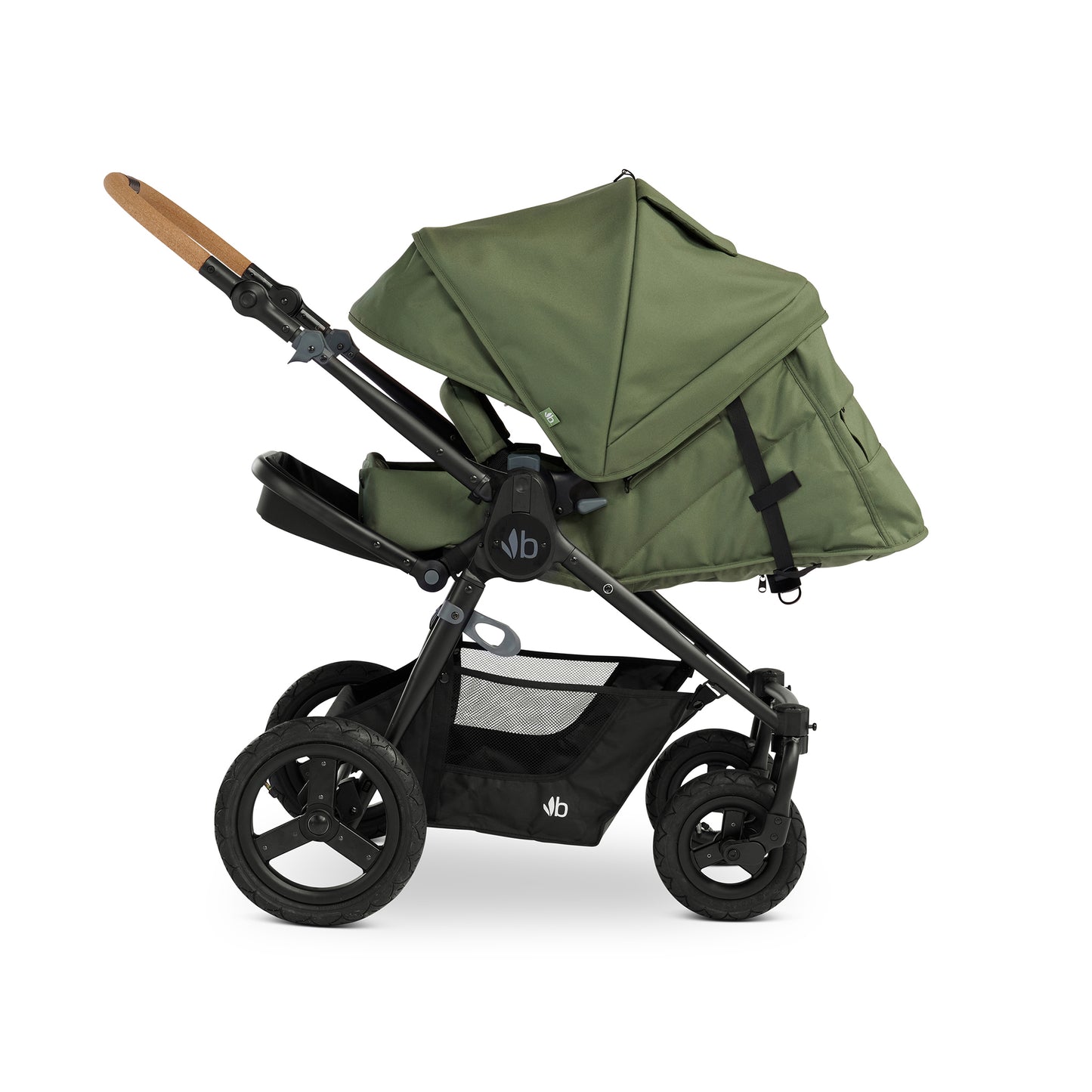
                  
                    Bumbleride Era Reversible Stroller in Olive - Premium Black Frame - Infant Mode Seat View - New Collection 2022
                  
                