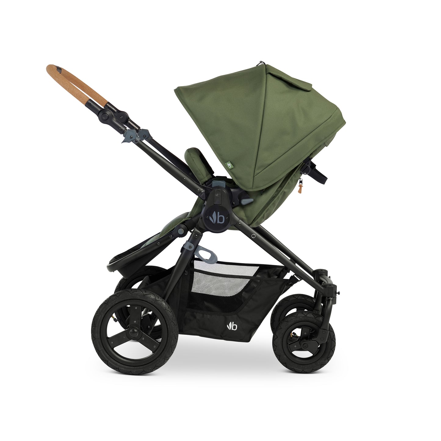 
                  
                    Bumbleride Era Reversible Stroller in Olive - Premium Black Frame - Reversed Seat View - New Collection
                  
                
