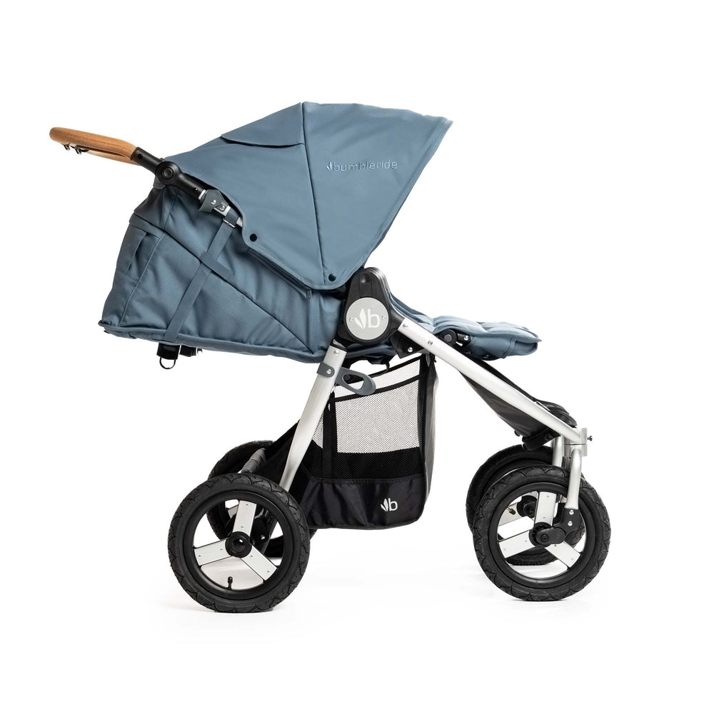 
                      
                        Bumbleride Indie Twin - Ocean - Profile View - Recline Mode - 2024 Collection
                      
                    