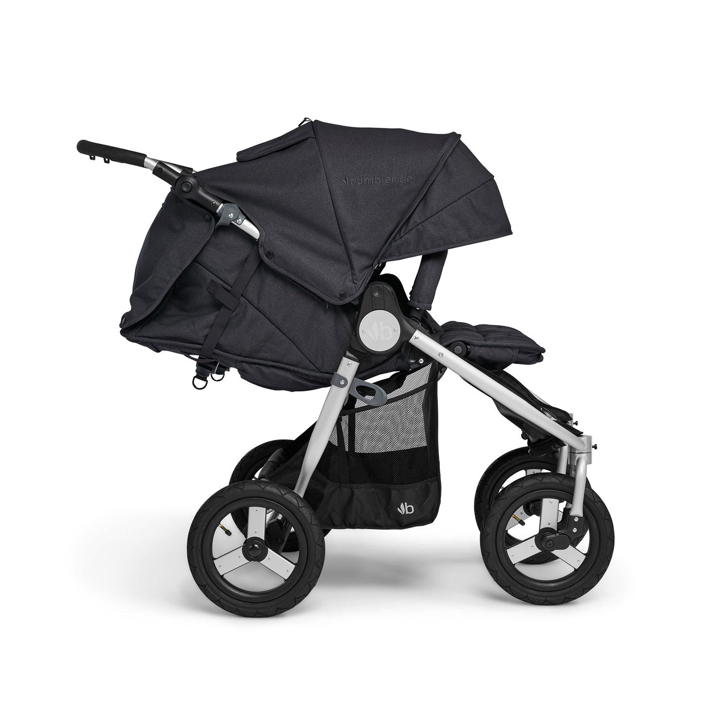 
                  
                    Bumbleride Indie Twin Stroller in Dusk - Premium Textile - Reclined. New Collection 2022.
                  
                