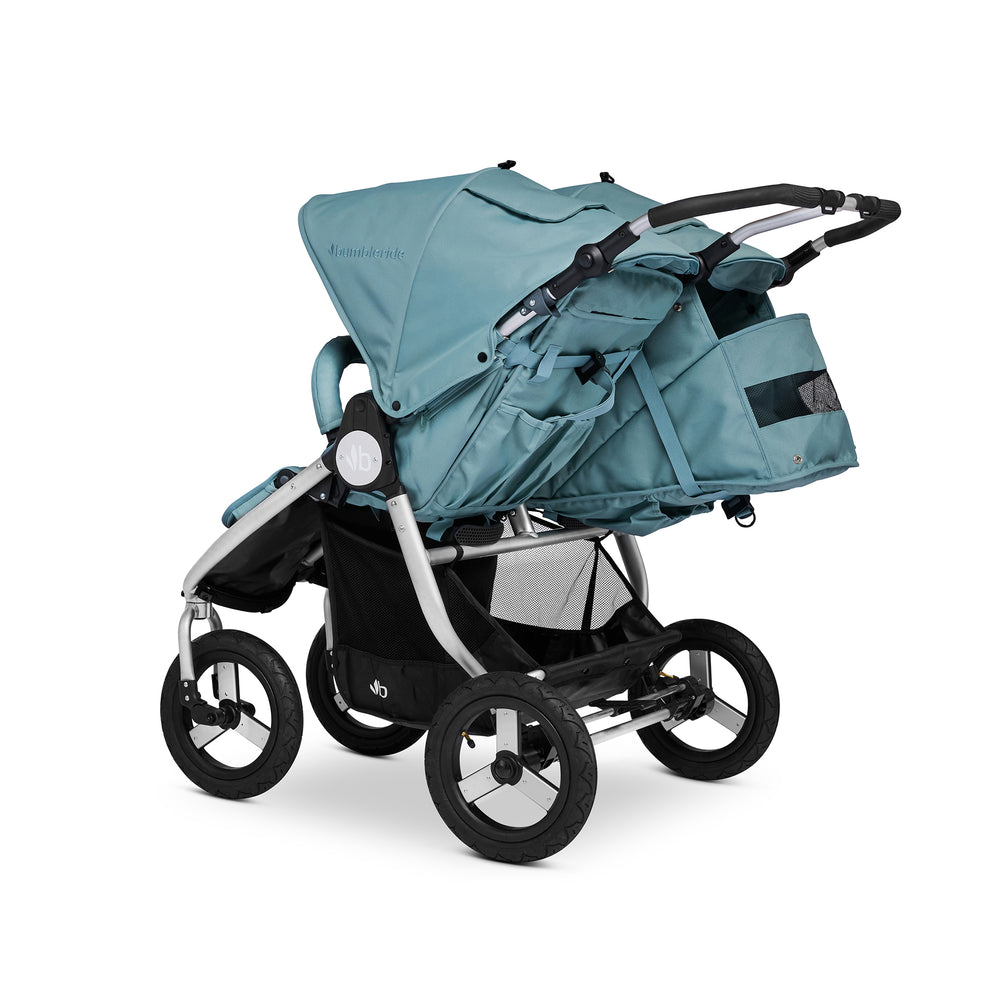 
                  
                    Bumbleride Indie Twin Stroller in Sea Glass - Back. New Collection 2022.
                  
                