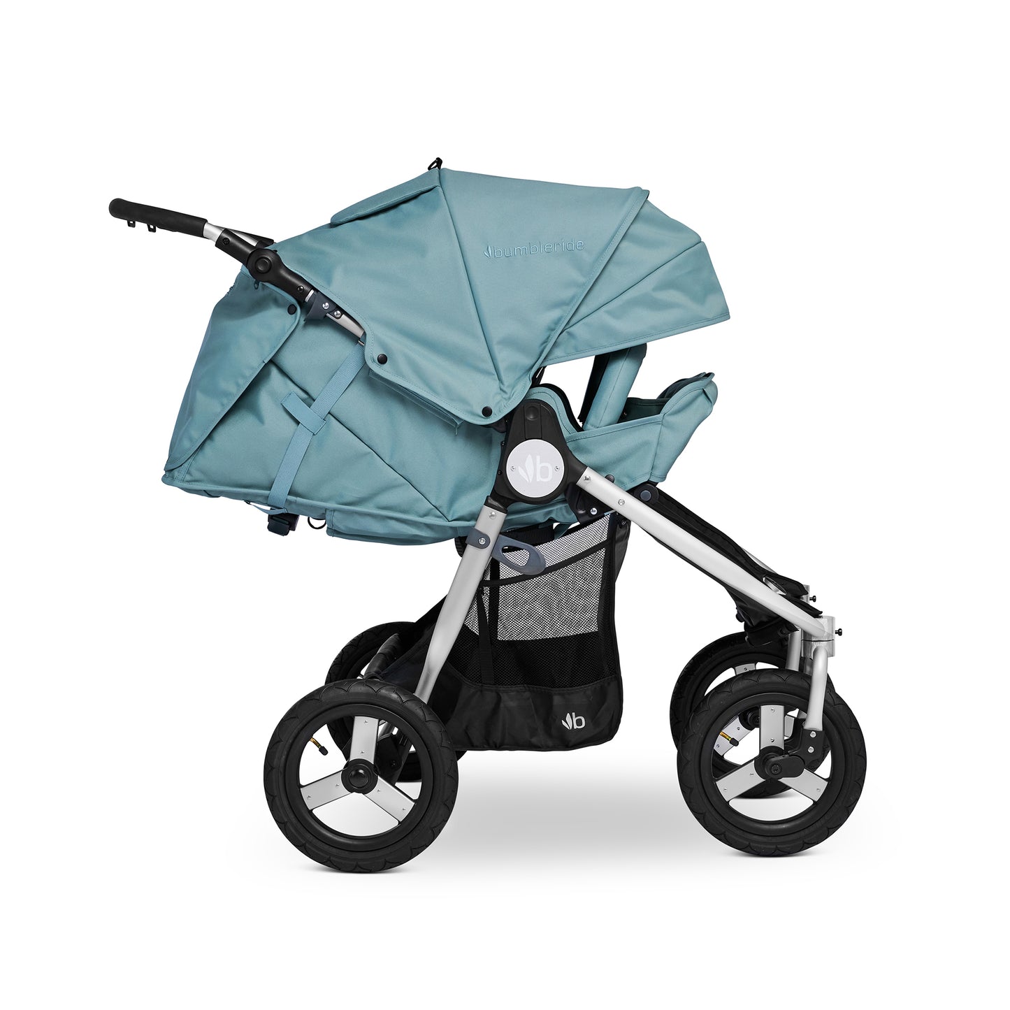 
                  
                    Bumbleride Indie Twin Stroller in Sea Glass - Infant Mode. New Collection 2022.
                  
                