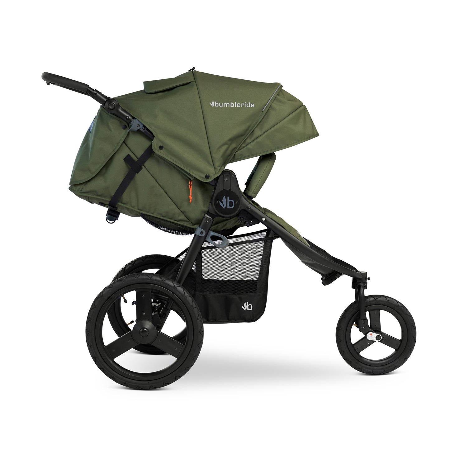 
                  
                    Bumbleride Speed Jogging Stroller in Olive - Premium Bla... Frame - Reclined.  New Collection 2022.
                  
                