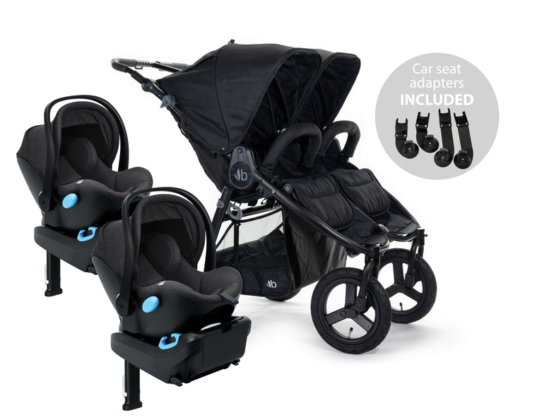 Bumbleride Indie Twin Black + Clek Liing Railroad Travel System (two seats)