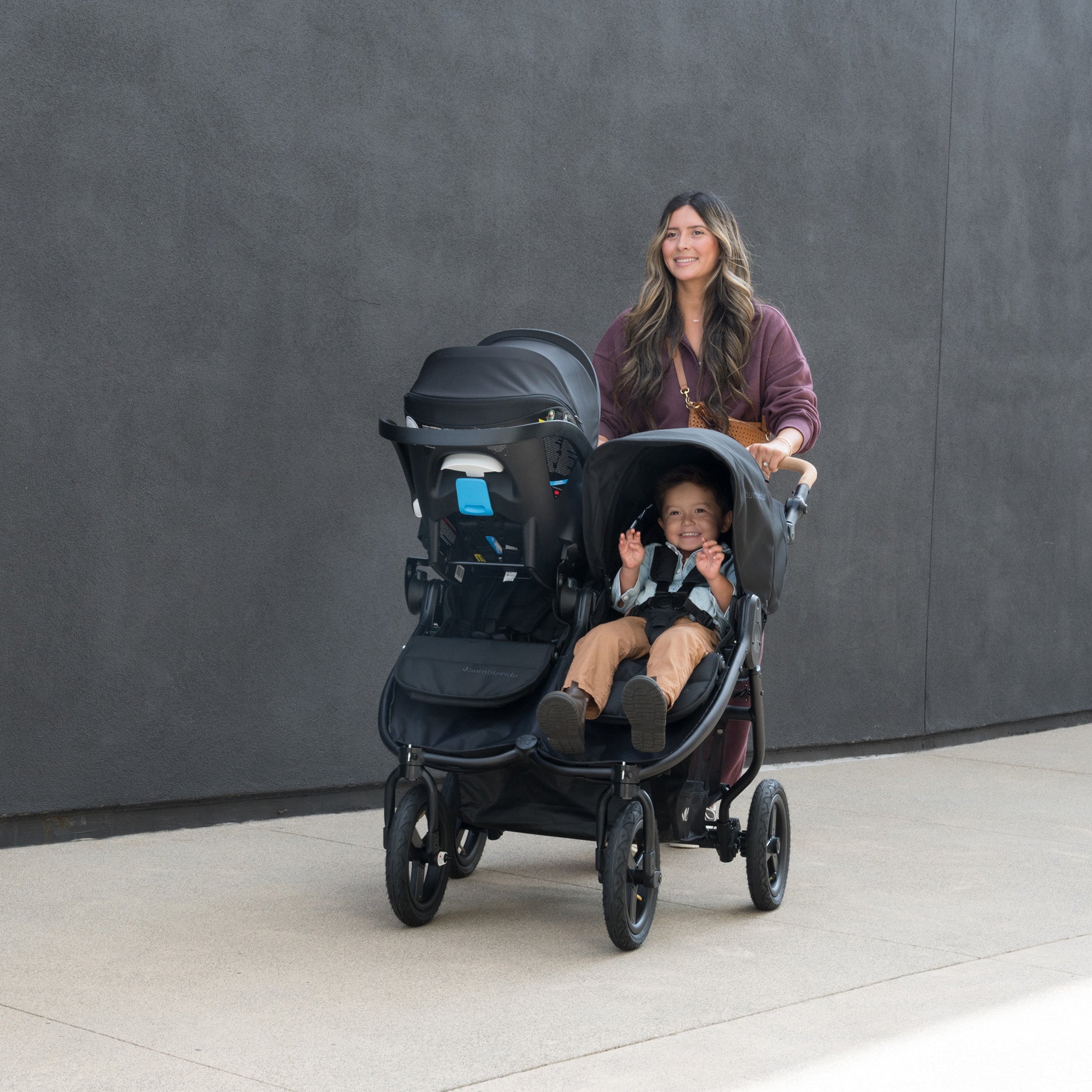 Bumbleride Indie Twin Black + Clek Liing Railroad Ziip Travel System (