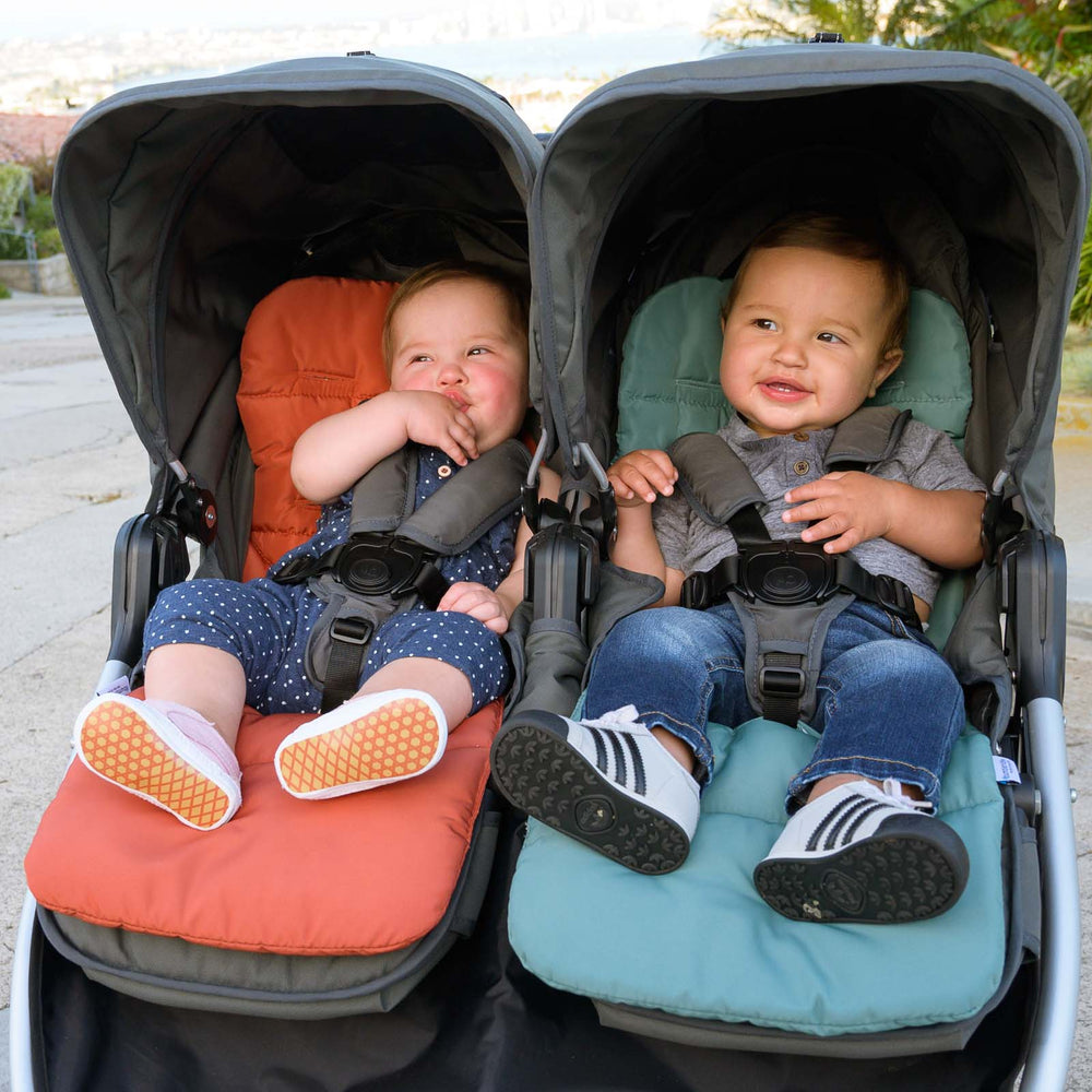 
                  
                    2020 Bumbleride Seat Liners (Clay and Sea Glass) on Bumbleride Indie Twin Double Stroller  Global
                  
                