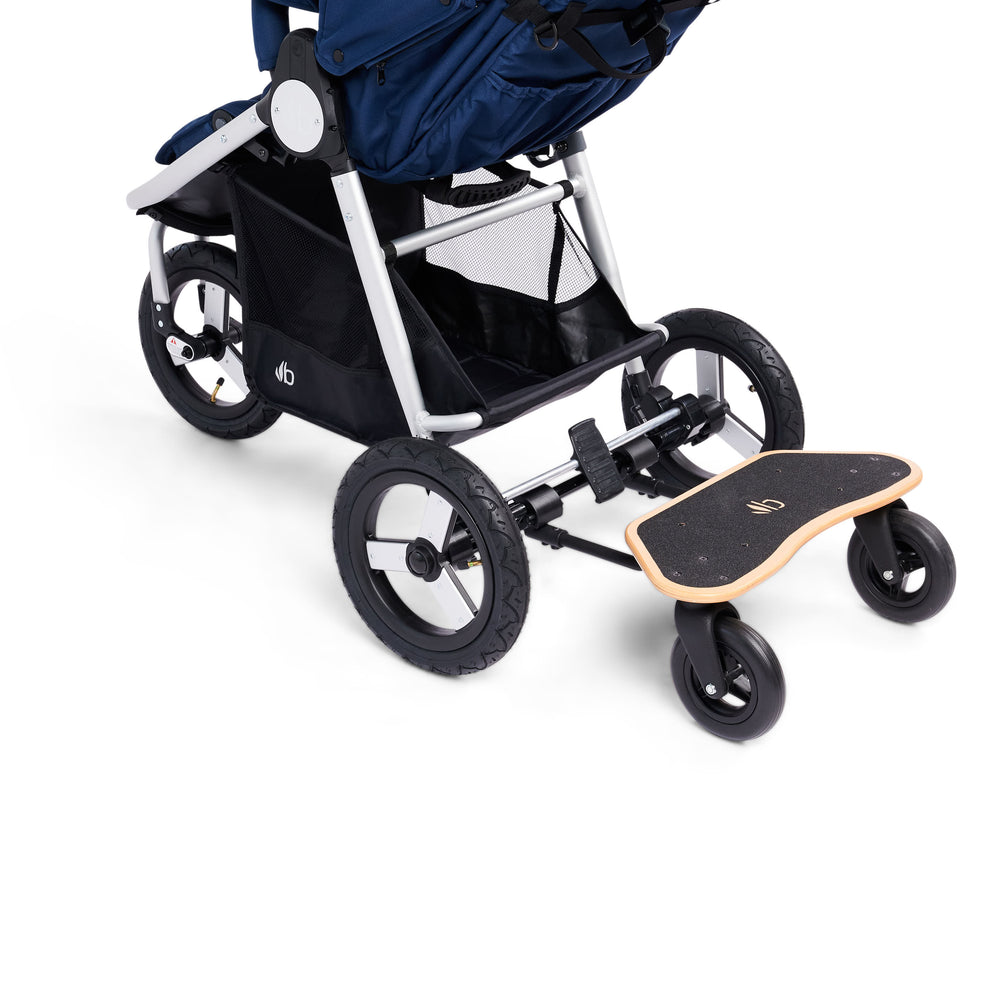 Bumbleride Mini Board Toddler Board - New Collection - Rear View Attached to Indie All Terrain Stroller in Maritime