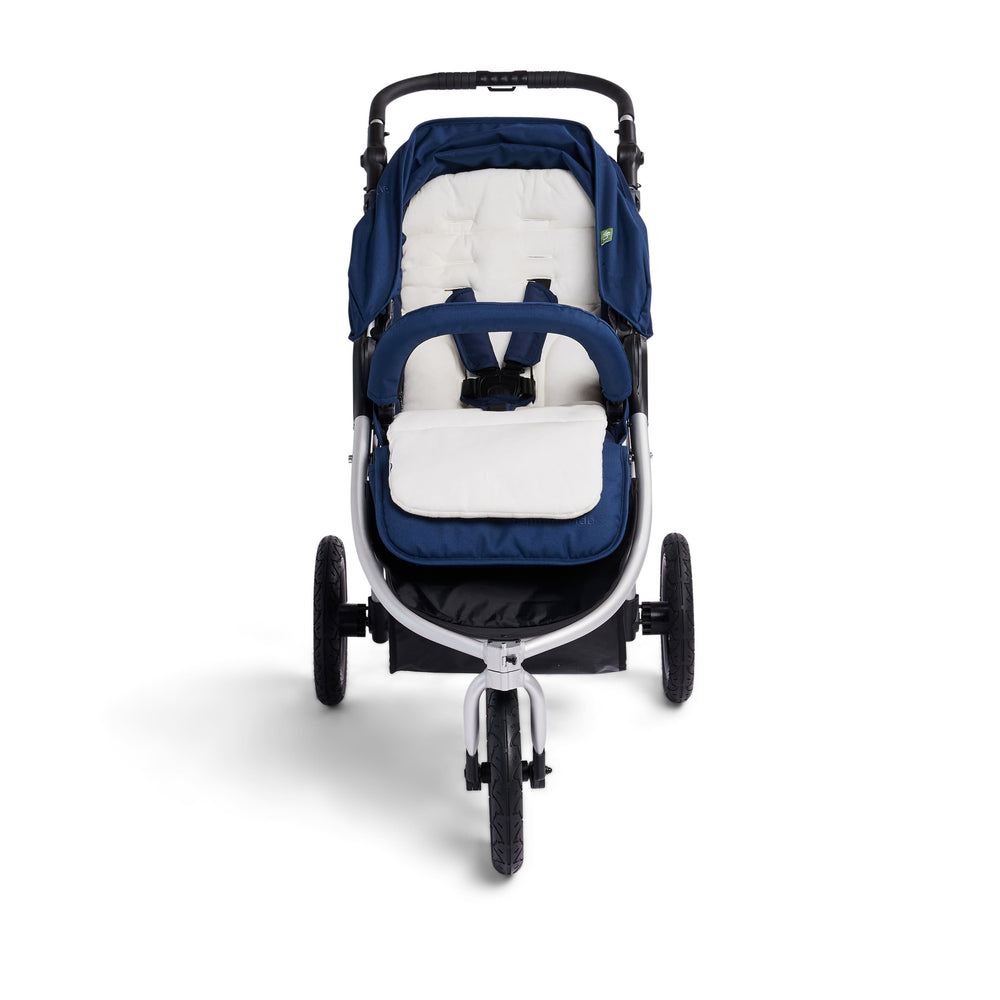 Organic Cotton Seat Liner on Bumbleride Indie All Terrain Stroller in Maritime