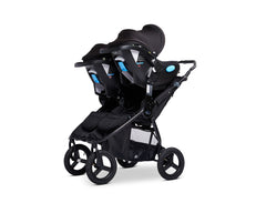 Bumbleride Indie Twin double stroller in Black with DUAL Clek Liing Infant Car Seats Attached