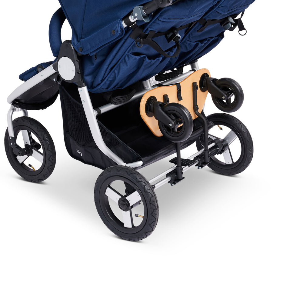 
                  
                    Bumbleride Mini Board Toddler Board attached to Indie Twin double stroller - New Collection - Folded Up View
                  
                