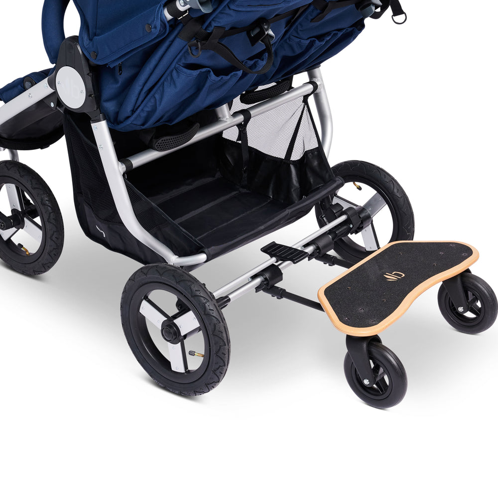 
                  
                    Bumbleride Mini Board Toddler Board attached to Indie Twin double stroller- New Collection - Rear View
                  
                